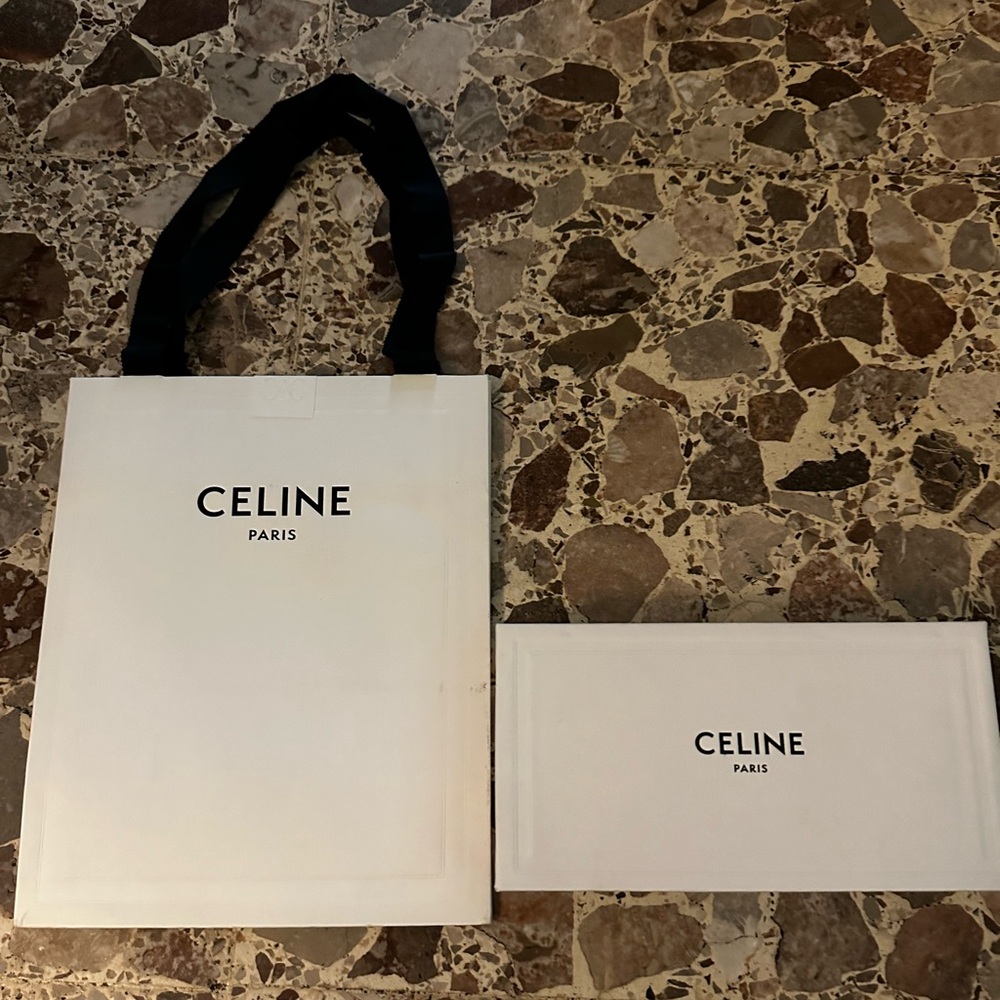 Celine White and Black Tote Bag